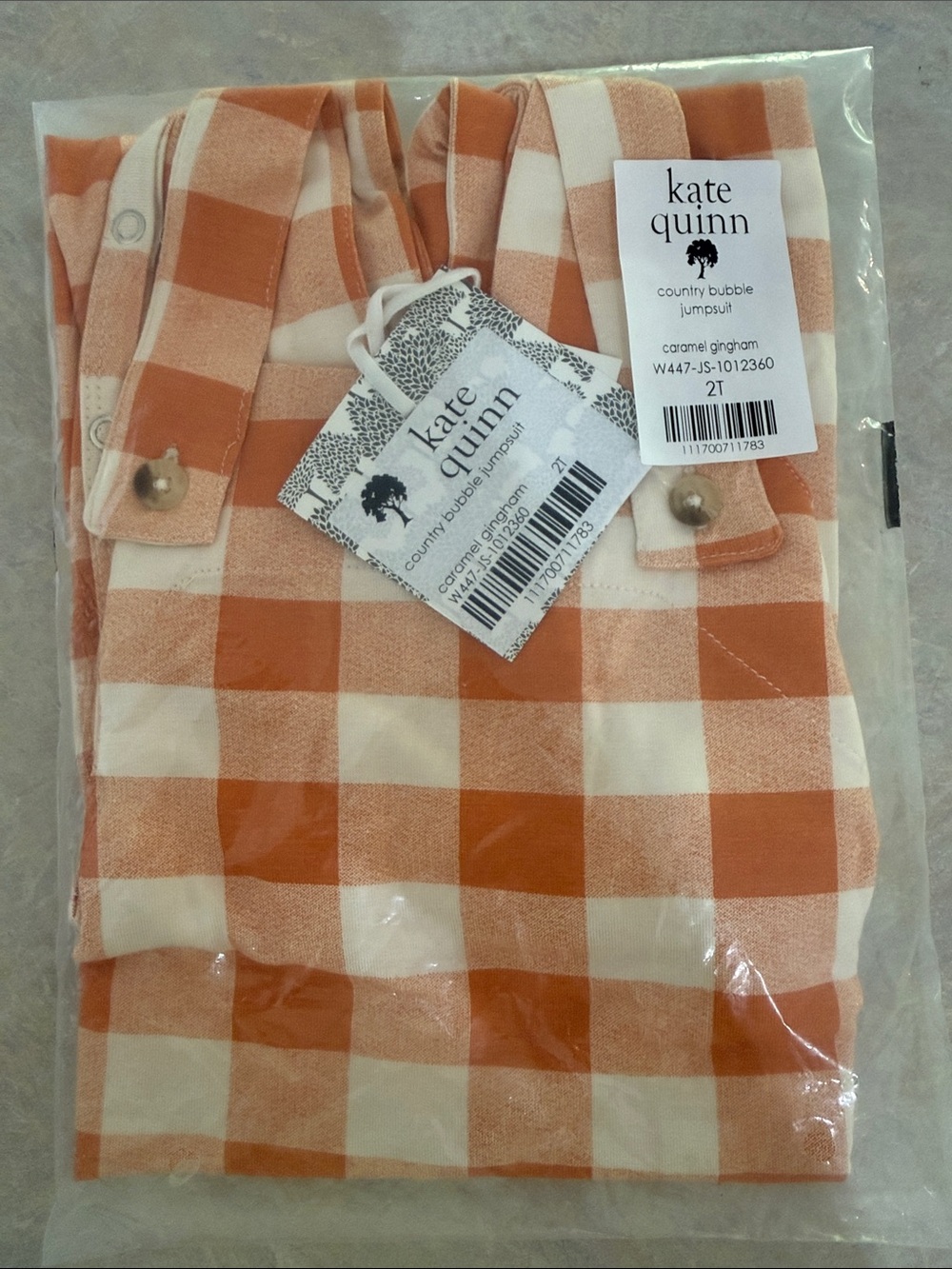 kate quinn caramel Gingham Bubble Jumpsuit